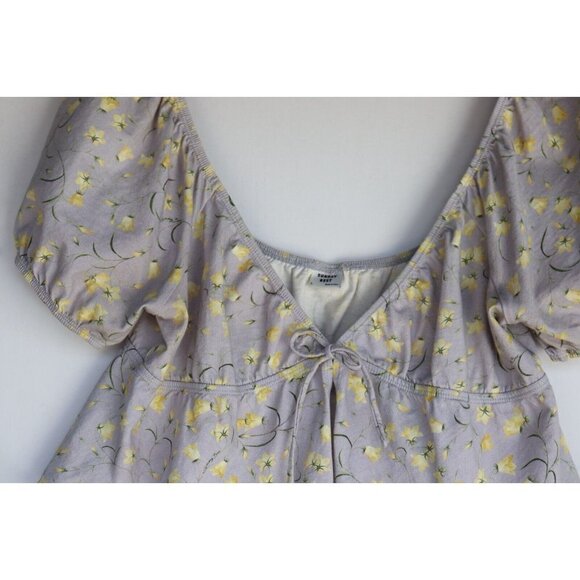 Sunday Best Aritzia Women's Large Lavender Kaia Top Puff-Sleeve Tie-Front $48 - Picture 6 of 9